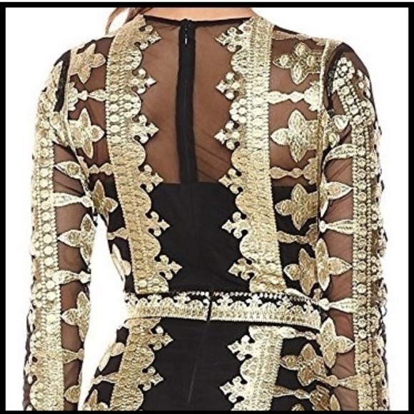 Nicole Miller Black & Gold Brocade Dress Size 6 - Picture 5 of 6